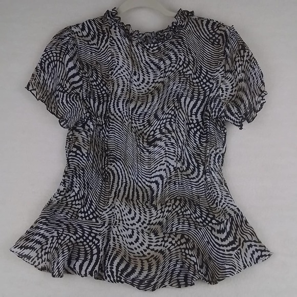 Allison Taylor Semi Sheer Blouse Size Large in Animal Print - Picture 7 of 10